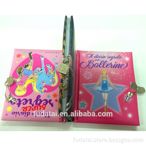 FDT customized child hard cover book with key and cute sponge cover book